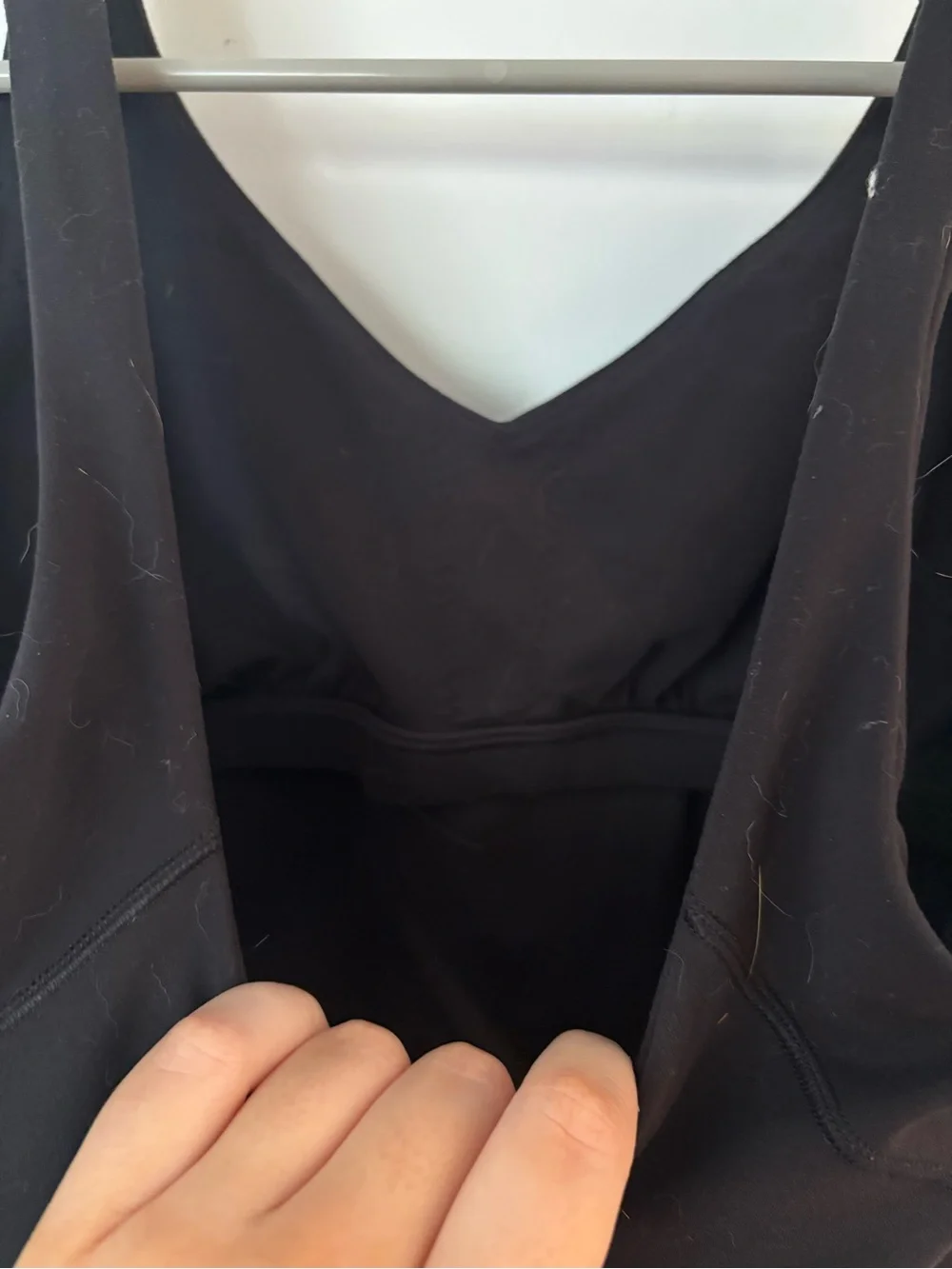 lululemon black stretchy athletic padded sports bra crop tank top workout top🖤